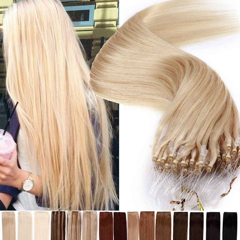 100% Human Hair Micro Loop Extensions - Long, Natural Remy Hair