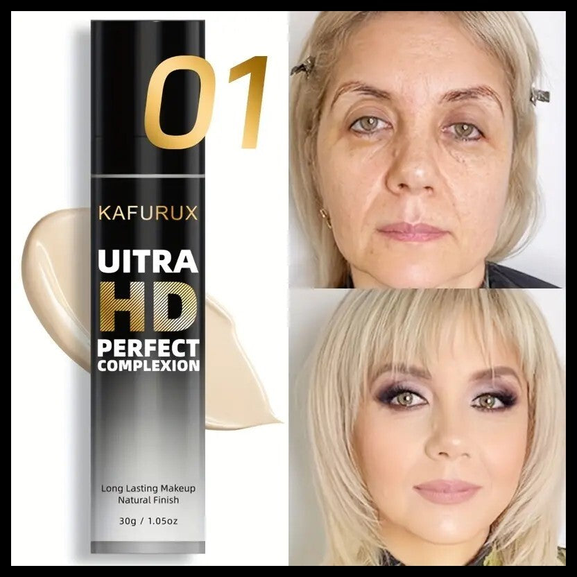 Professional Full Coverage Liquid Foundation with Brush - Waterproof & Long Lasting
