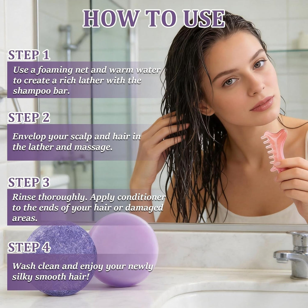 Blueberry Hair Shampoo & Conditioner Bar Set for Thinning & Frizzy Hair - 2 Pack