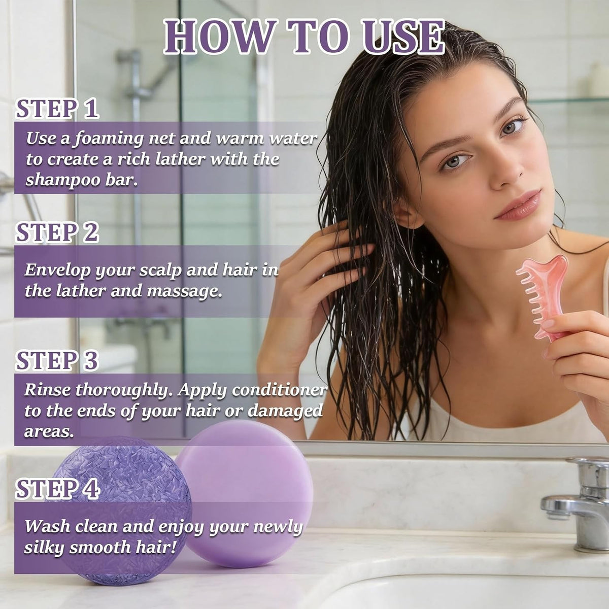 Blueberry Hair Shampoo & Conditioner Bar Set for Thinning & Frizzy Hair - 2 Pack