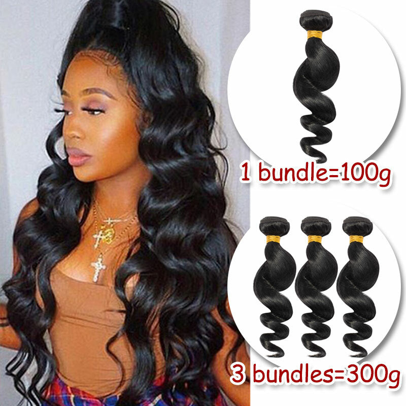 Human Hair Extensions Bundles - Virgin Loose Wave & Straight Weft Hair