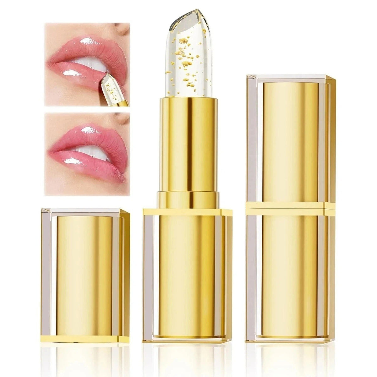 Color Changing Lipstick with Vitamin E & Gold Flakes - Long Lasting Nourishing Balm