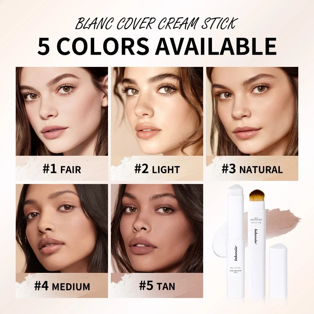 Color-Changing Foundation Stick with Brush, Full Coverage, Hydrating Skin Care