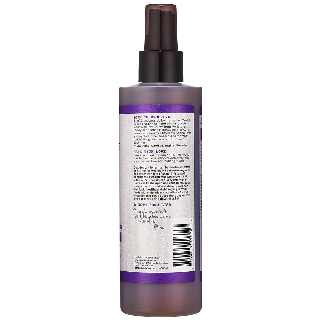Black Vanilla Leave-In Conditioner for Curly Hair - Moisturizing & Detangling, 8 Fl Oz, Pack of 2