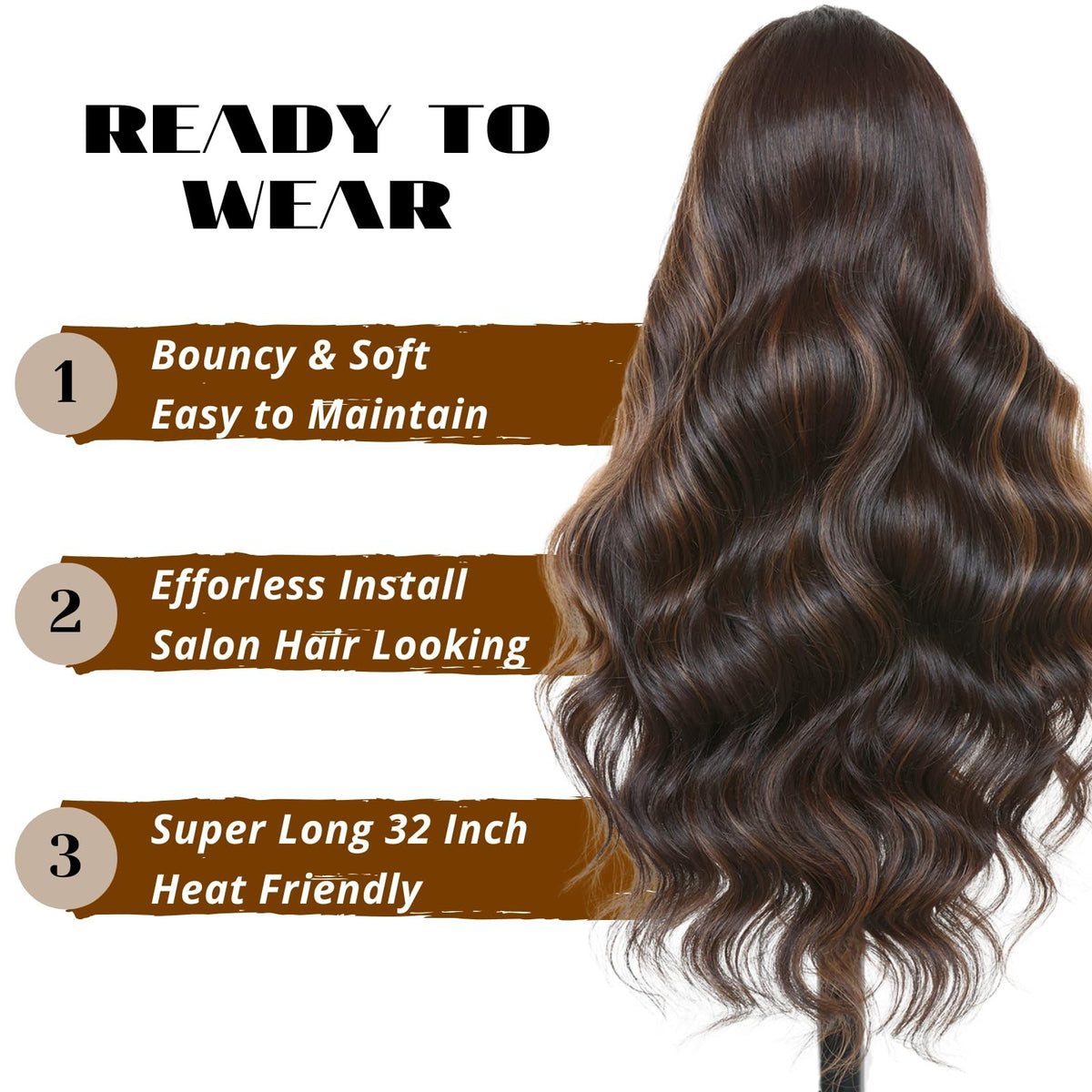 28 Inch Body Wave Lace Front Wig with Balayage Highlights - HD Lace, Pre-Plucked, Heat-Resistant Synthetic Wig