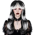 Long Black and White Gradient Wavy Wigs for Cosplay and Halloween