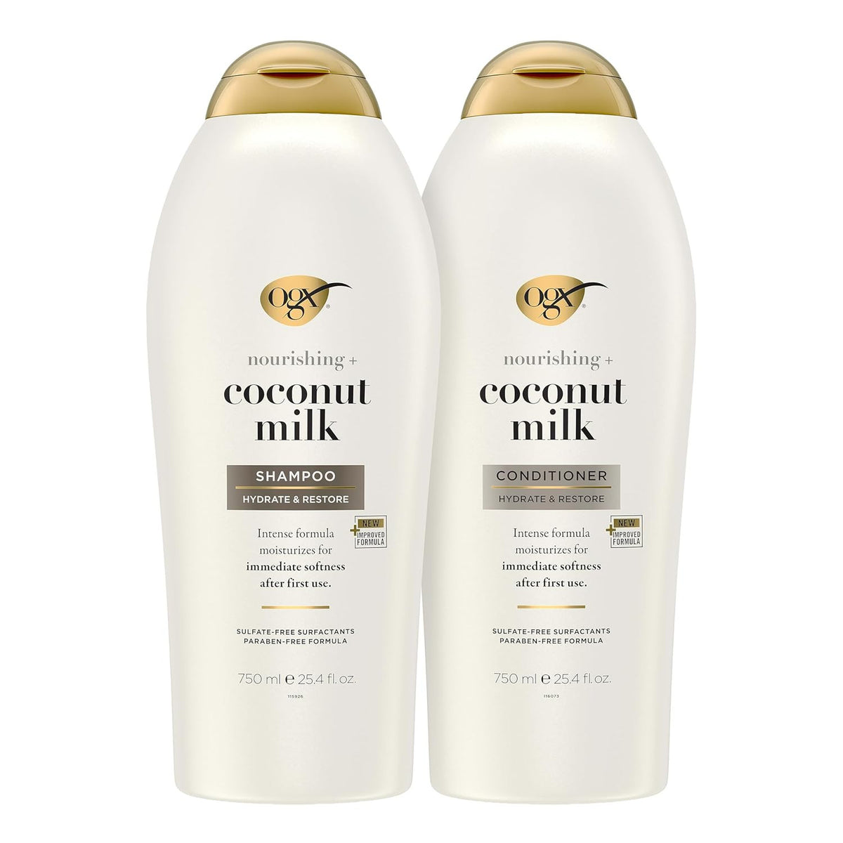 Nourishing Coconut Milk Shampoo & Conditioner Set - Hydrating Hair Care, 2 x 25.4 Fl Oz