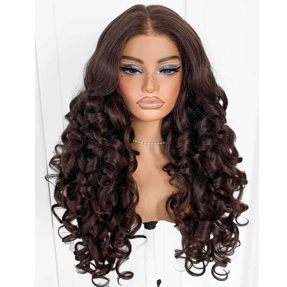 Glueless Lace Wig 13x6 Brown Yaki Body Wave Pre-Plucked Synthetic Hair