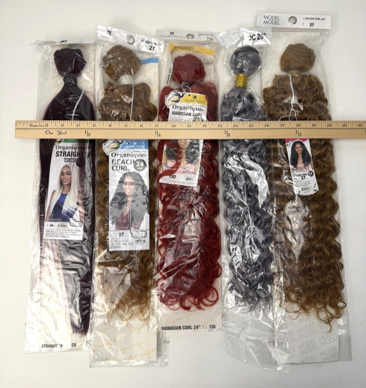 Multicolor Curly and Straight Synthetic Hair Bundles - 5 Pack