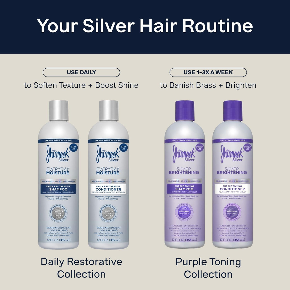 Gray Hair Moisture Shampoo & Conditioner Set - Sulfate-Free, 12 Oz