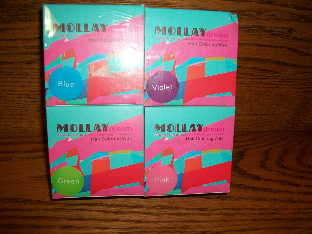 Set of 4 Temporary Hair Color Waxes - Blue, Green, Pink, Violet