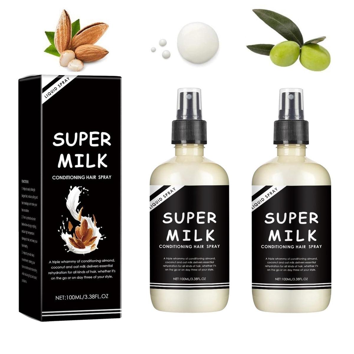 Leave-In Hair Conditioner Spray for Detangling & Moisturizing - 2 Pack