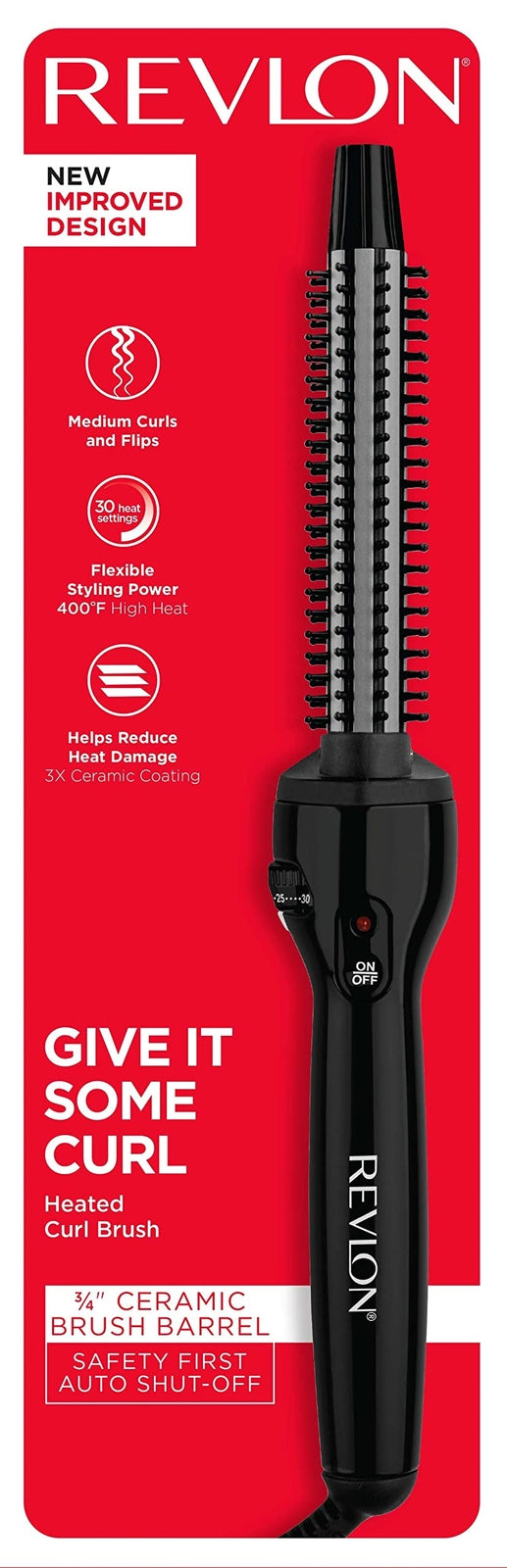 Revlon Triple Ceramic Curling Brush Iron 3/4 Inch for Silky Waves & Hair Styling