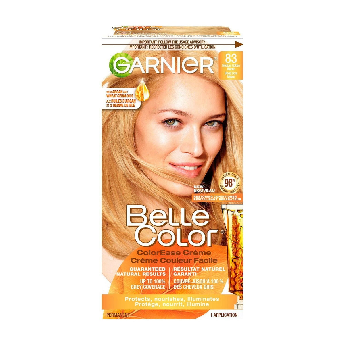 Permanent Hair Dye Medium Golden Blonde 83 - Grey Coverage & Argan Oil