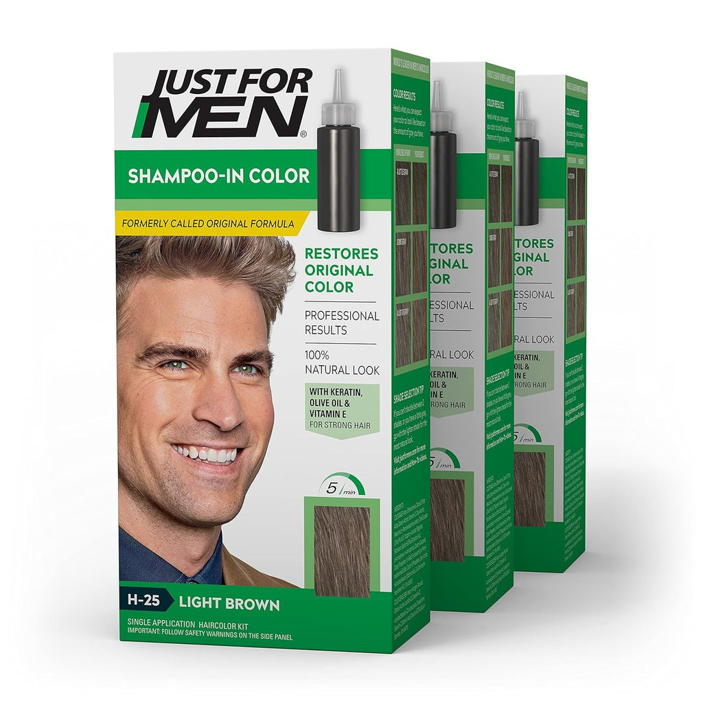 Hair Color Kit Light Brown 3 Pack - Permanent Gray Coverage, Nourishing Formula
