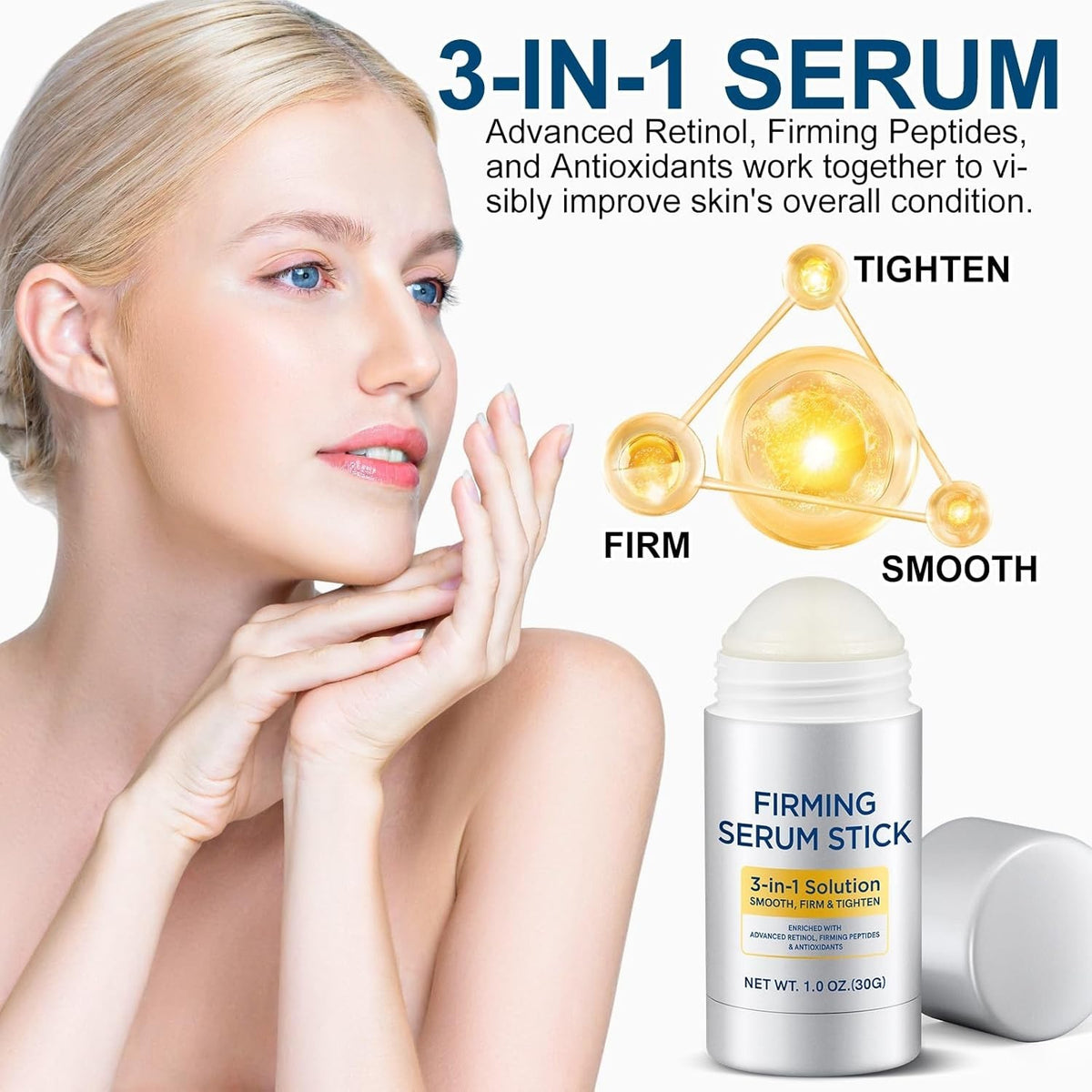 Retinol Firming Serum Stick for Face & Neck - Anti-Aging, Hydrating, 2 Pack