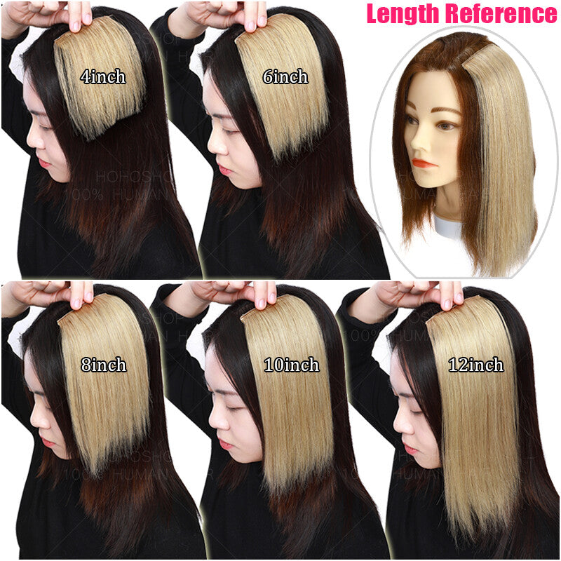 Clip In Short Hairpiece Human Hair Extensions Thick Pad Hair Topper