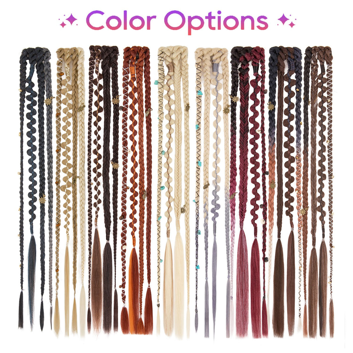 20in Clip-In Boho Dreadlock Braided Hair Extensions with Beads & Charms