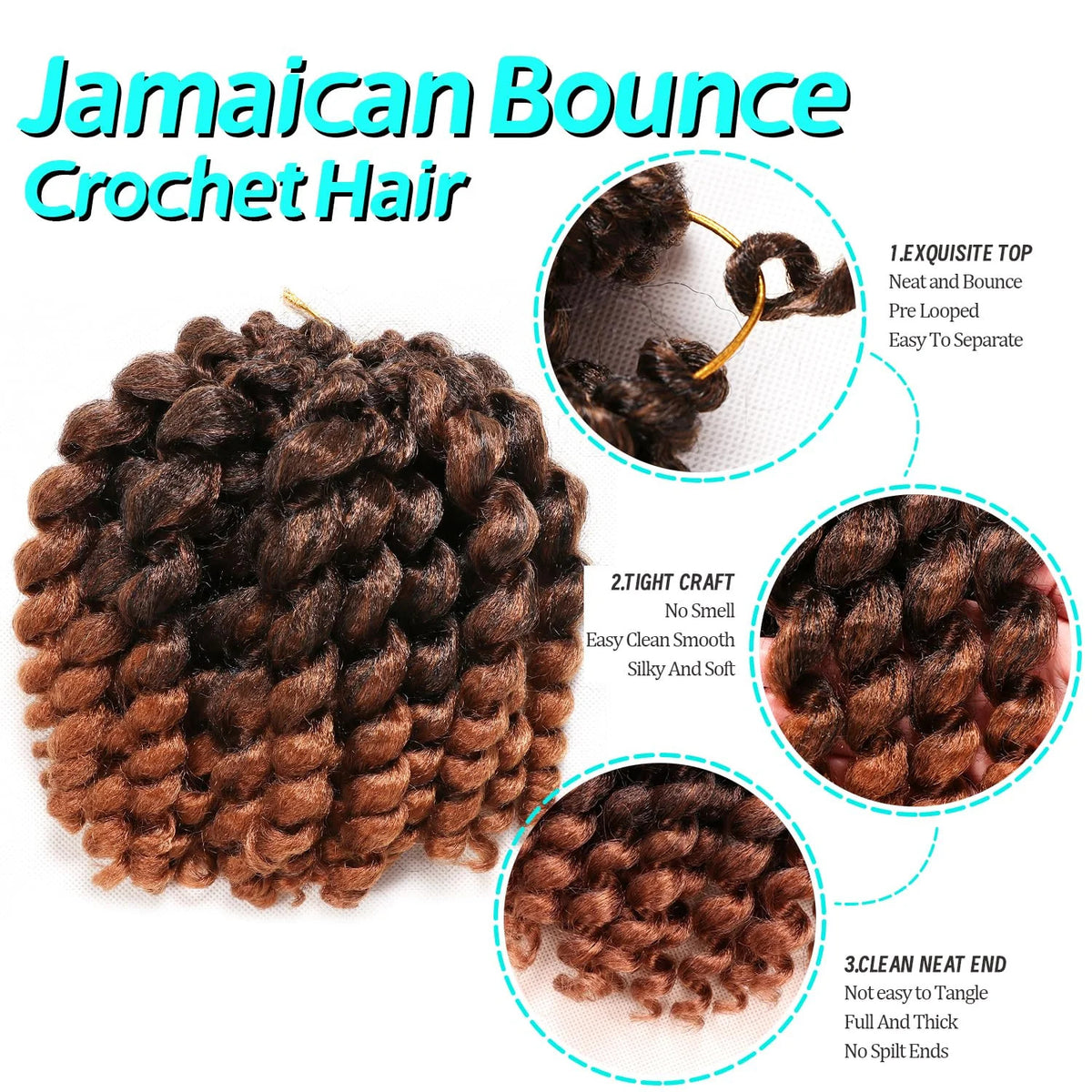 Crochet Hair Wand Curls 4 Pack 8 Inch Afro Bouncy Synthetic Hair for Black Women