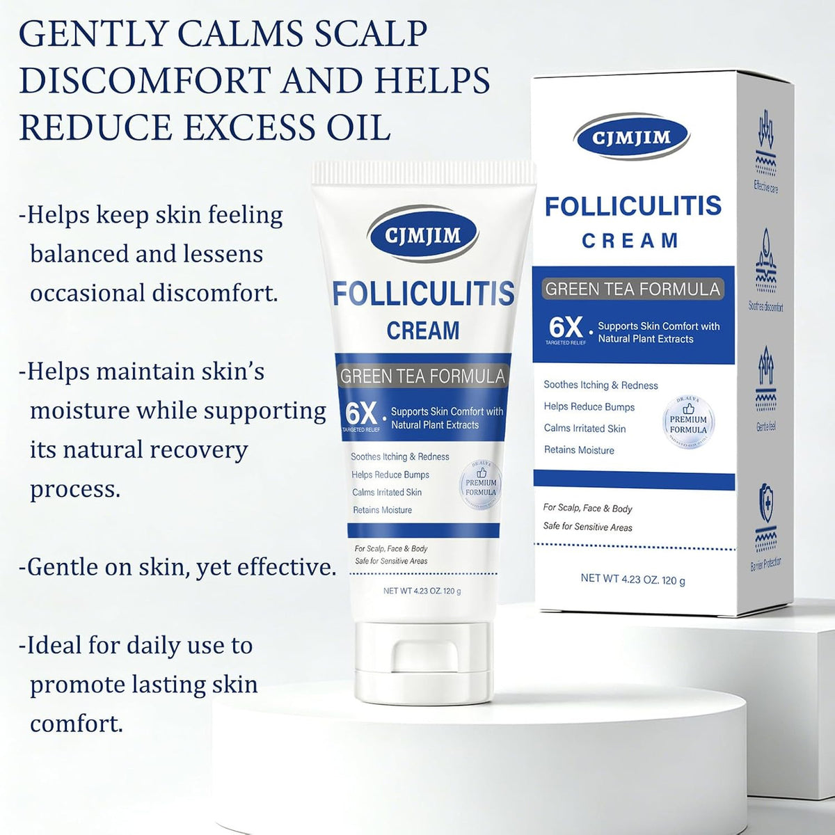 Folliculitis Soothing Cream for Scalp, Face, Body – Non Comedogenic Balm 4.23oz