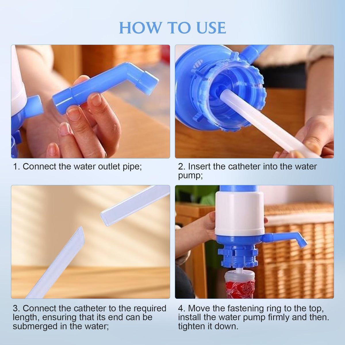 2 Pack 5 Gallon Water Bottle Pump - Portable Manual Drinking Pump