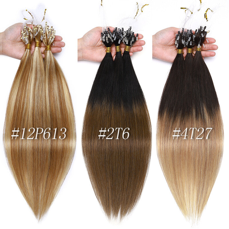 Human Hair Extensions Micro Loop Bead Rings - Real Remy Hair, Multiple Colors & Lengths