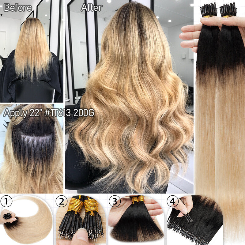 Full Head Nano Ring Hair Extensions 100% Remy Human Hair Thick 200G