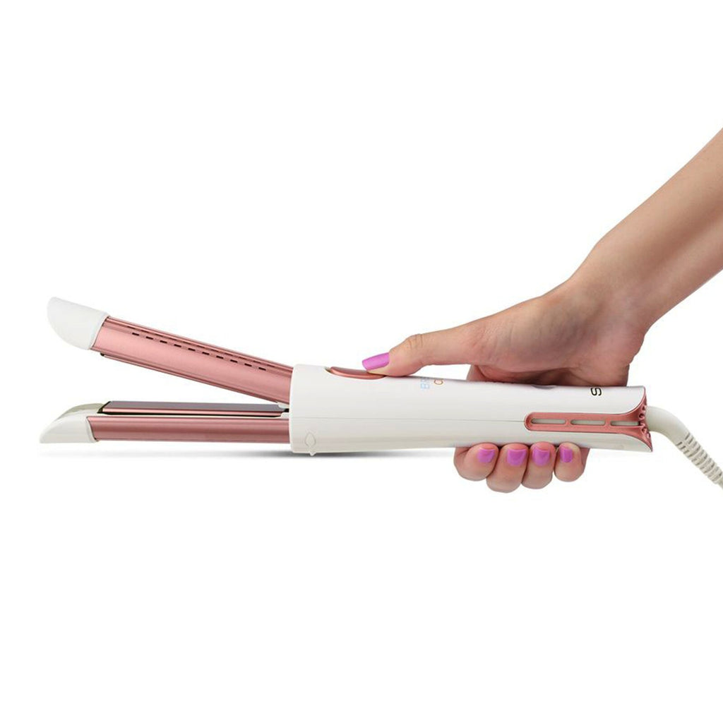 2-in-1 Cool Air Curling Iron & Flat Iron Hair Styler - Ceramic Tourmaline