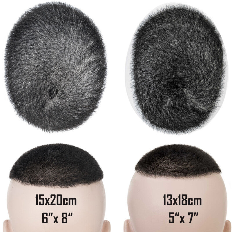 Thin PU Mens Toupee Hairpiece with Skin Base Short Buzz Cut & Tapes Options