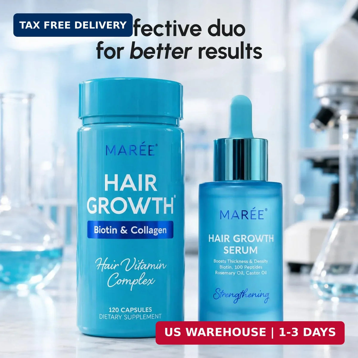 Hair Growth Serum with Caffeine Peptides Castor Rosemary Oil for Women & Men