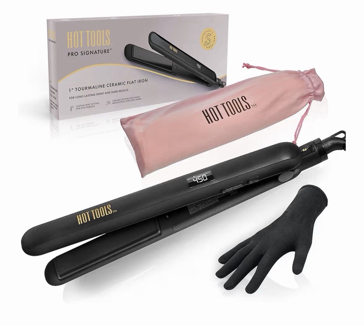 1-Inch Tourmaline Ceramic Flat Iron for Hair Styling - Hot Tools Signature Series