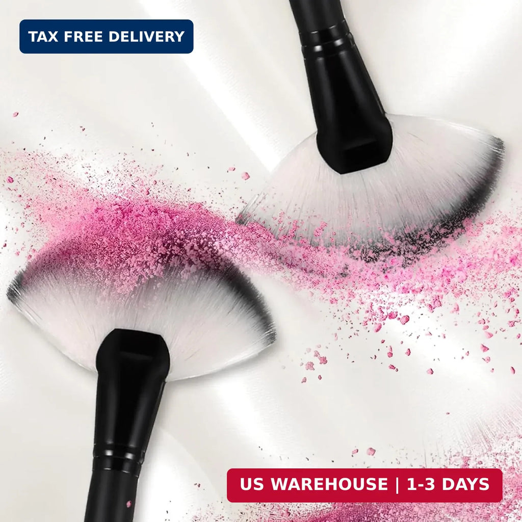 2 Pack Fluffy Fan Makeup Brushes for Face Blush Highlighting Soft Bristle