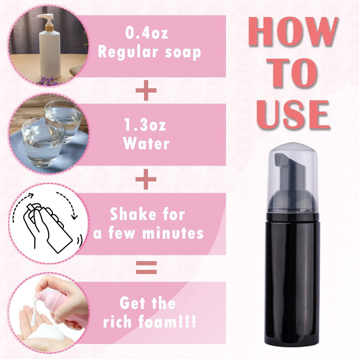 Lash Shampoo Bottles and Brushes Set for Eyelash Care - 60 Pieces, Waterproof Labels