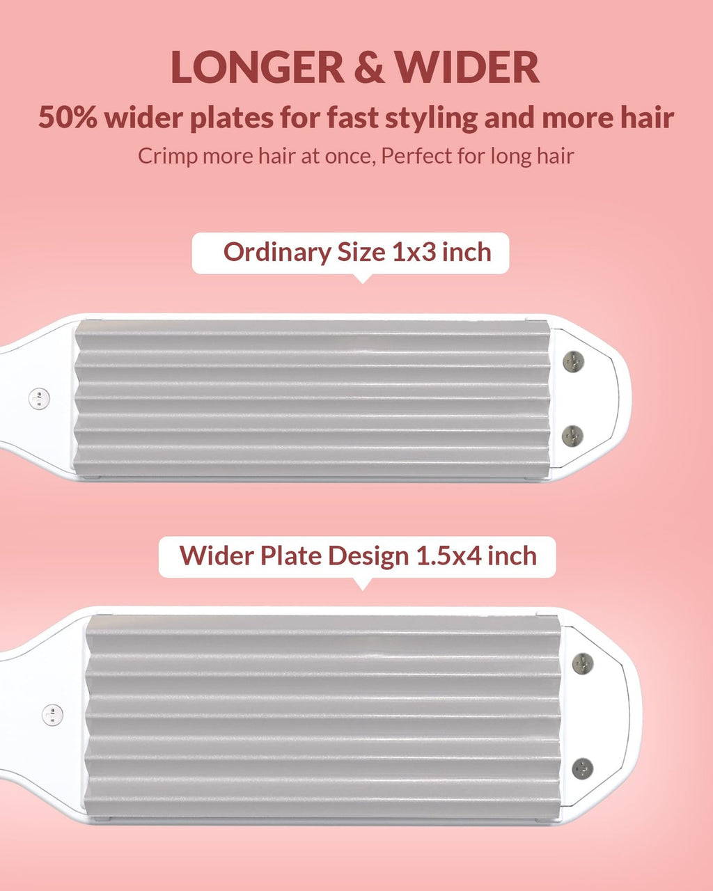 Hair Crimper for Women - Volumizing Fluffy Hairstyle & 5 Temp Settings