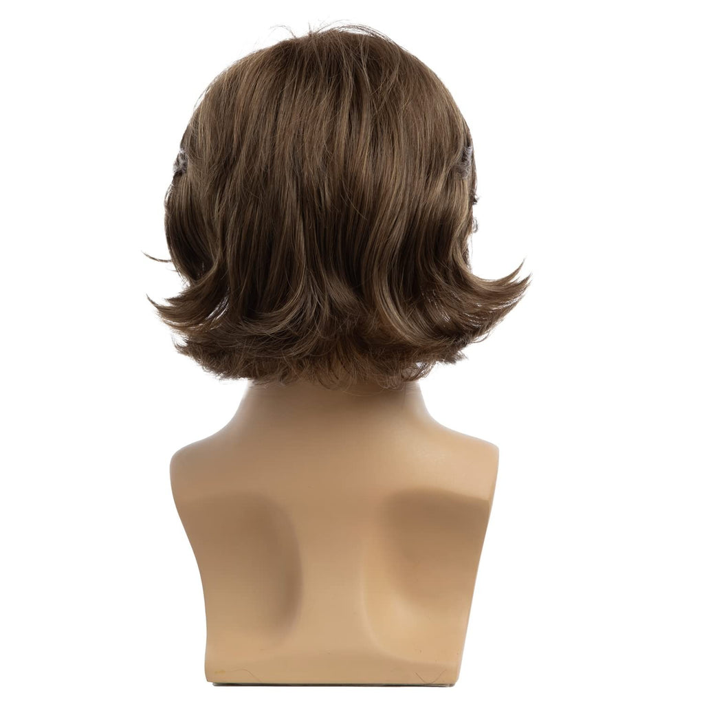 Short Light Brown Synthetic Wig with Adjustable Cap for Cosplay & Occasions