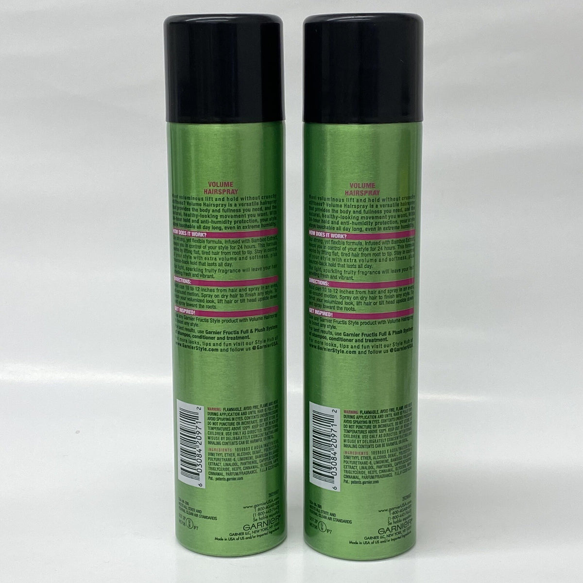Garnier Fructis Style Anti-Humidity Volume Hairspray Extra Strong Hold 2 Pack