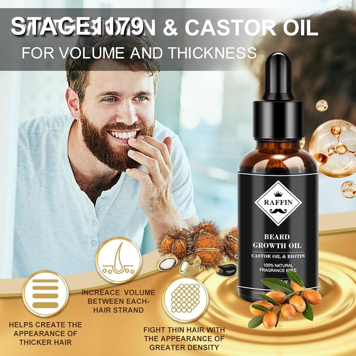 Premium Beard Growth Kit with Biotin Oil and Professional Massager