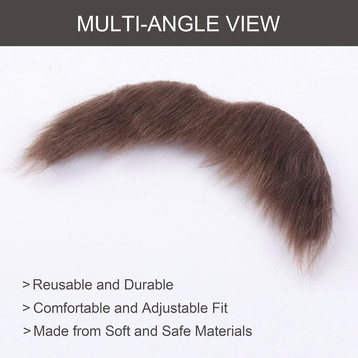 Brown Fake Mustache Stick-On Facial Hair for Men Costumes Halloween Cosplay
