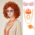 Women's Short Orange Wavy Cosplay Wig with Accessories - Halloween Costume