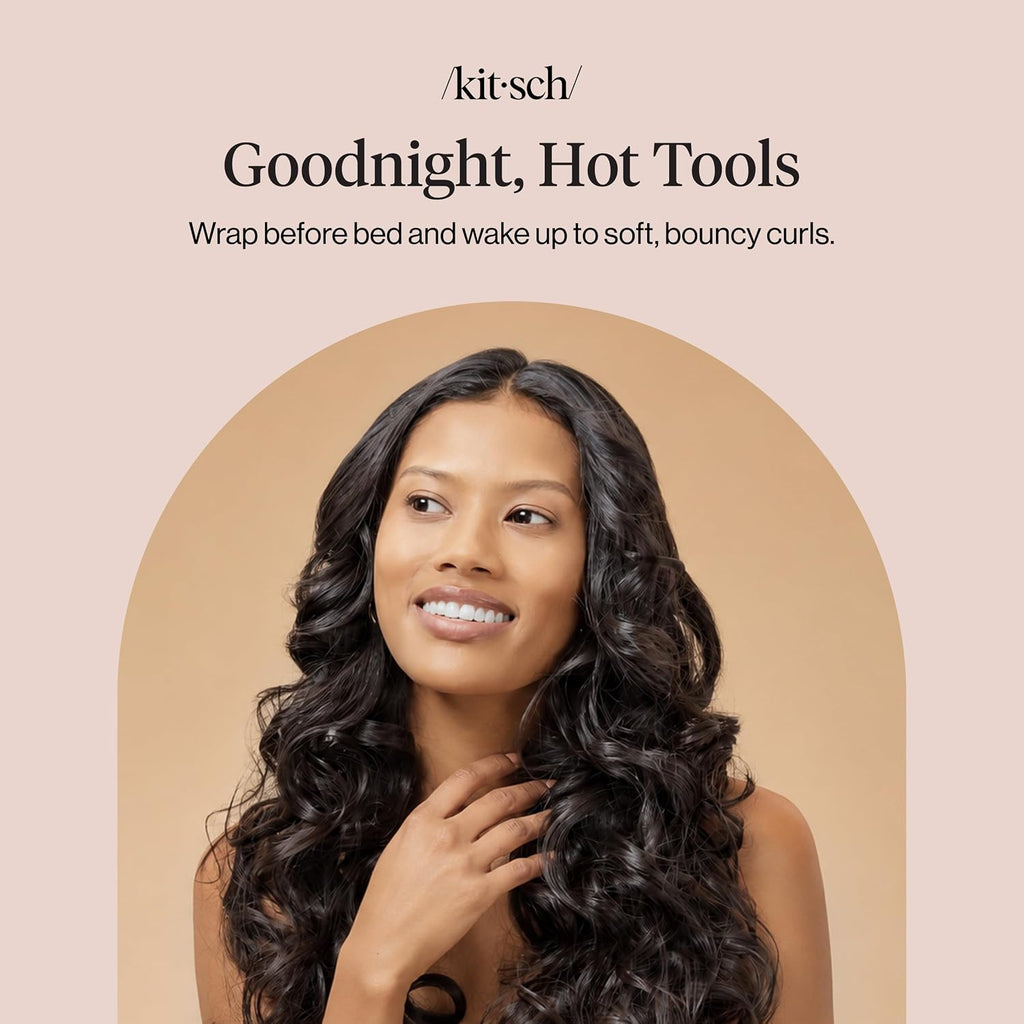 Satin Heatless Curling Set for Overnight Hair Styling - Sunset Tie Dye