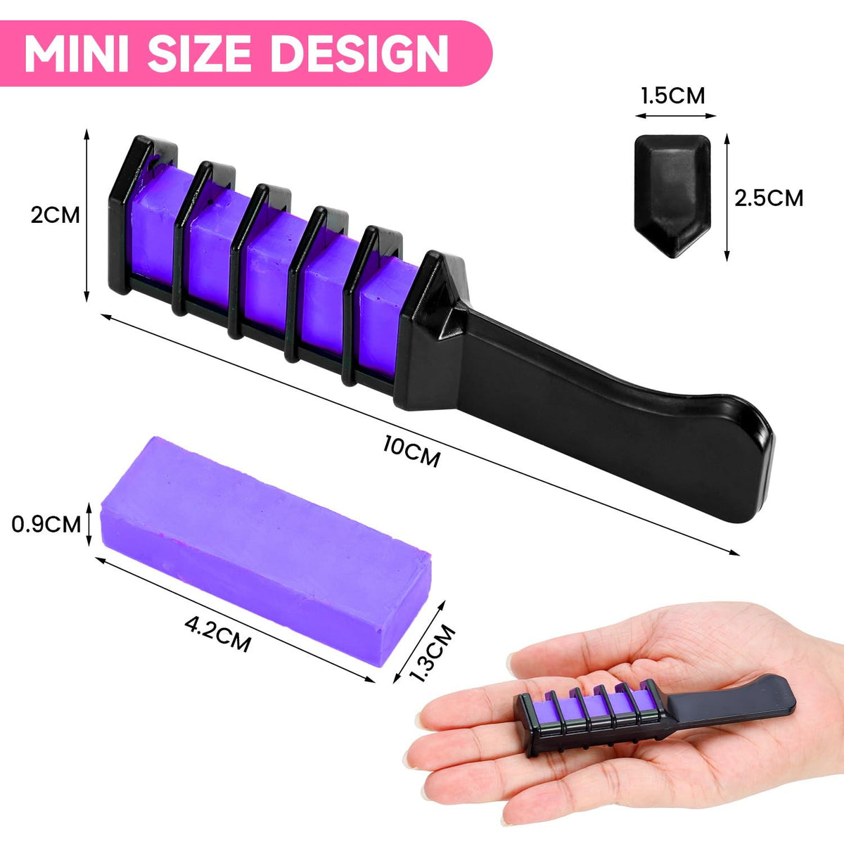10 Color Hair Chalk Comb Set - Temporary Bright Hair Dye for Kids & Teens