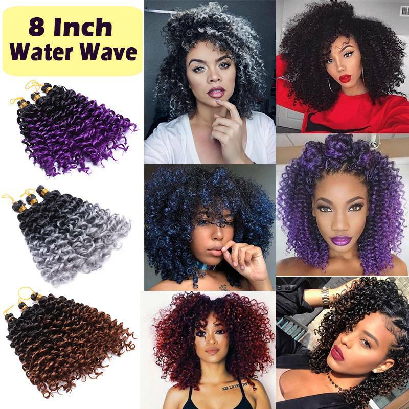 Kinky Curly Braids Afro Crochet Water Weaving Hair Extensions - Multiple Colors & Lengths