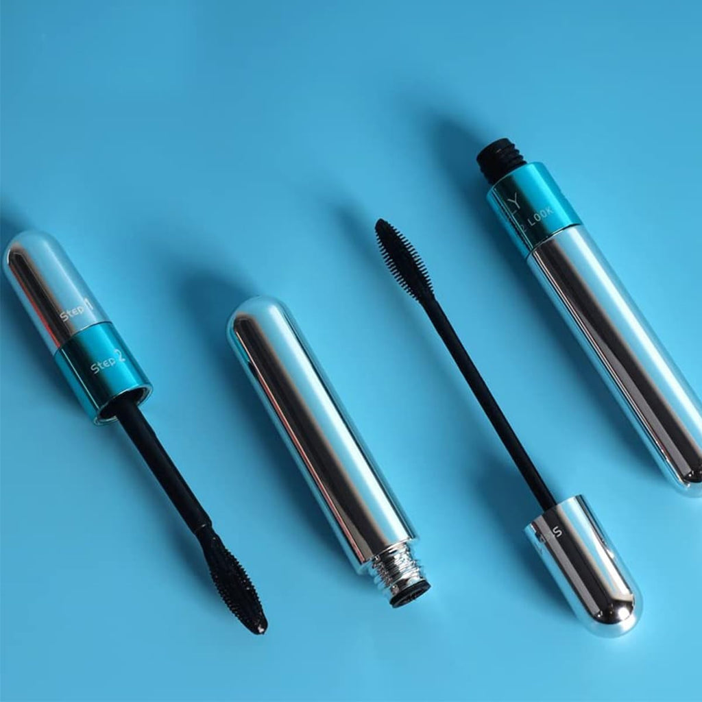 2-in-1 Waterproof Mascara 5X Longer Lash Extension with Clumping-Free Brush