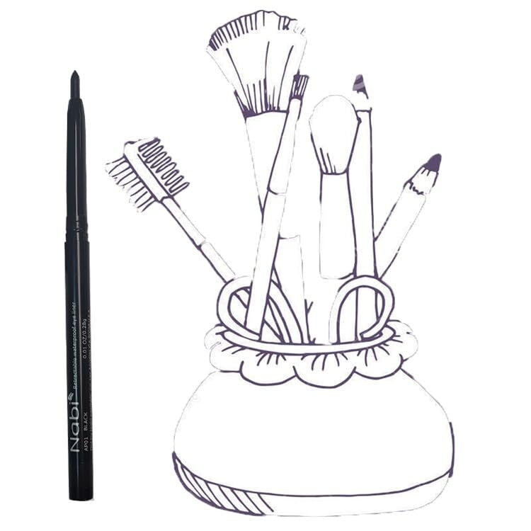 12pcs Waterproof Retractable Eyeliner Set - Black & Dark Brown