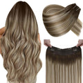 Dark Brown Human Hair Wire Extensions 16 Inch Adds Volume & Length