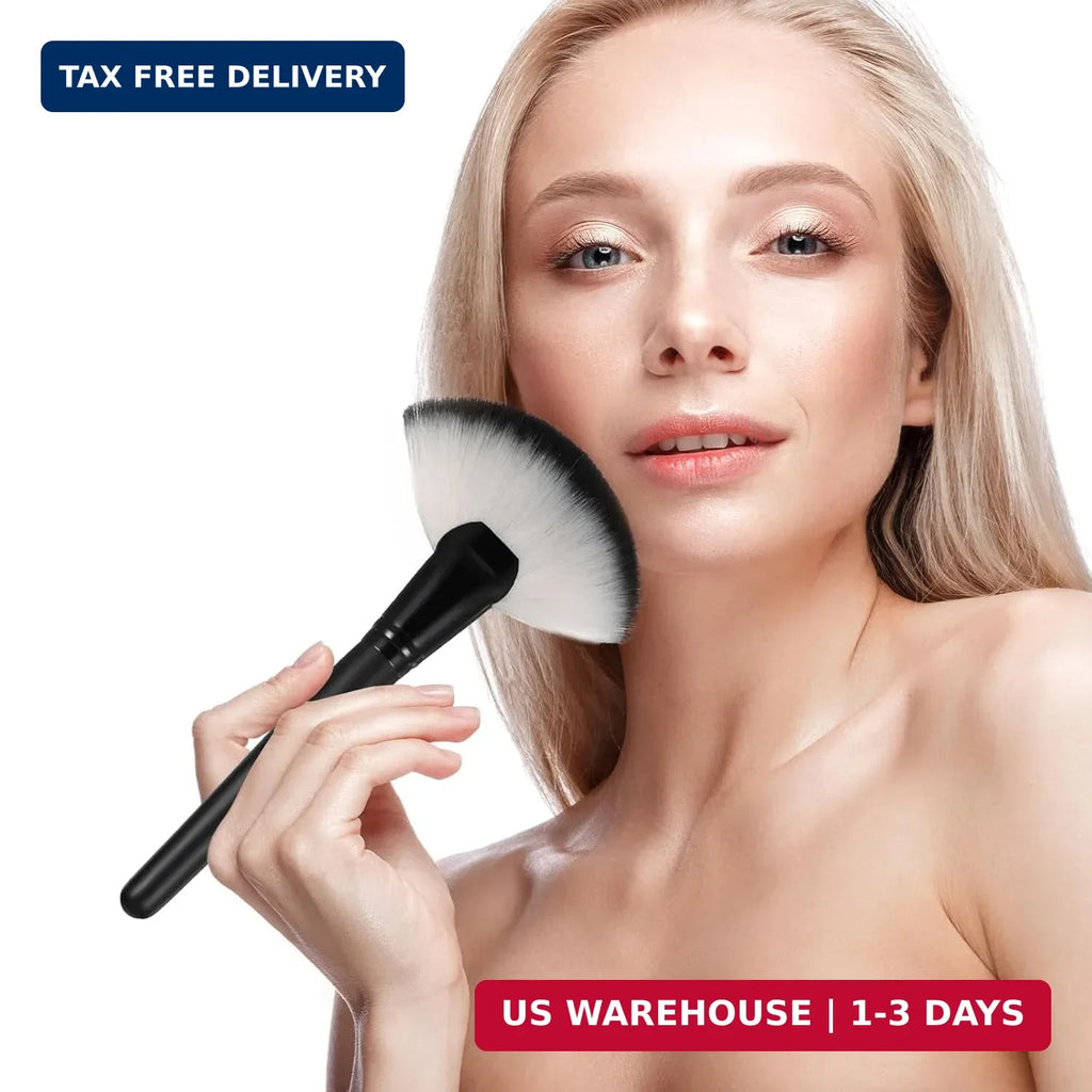 2 Pack Fluffy Fan Makeup Brushes for Face Blush Highlighting Soft Bristle