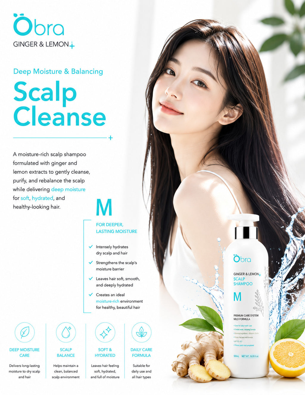Ginger & Lemon Scalp Shampoo - Moisturizing Hair Care for All Hair Types