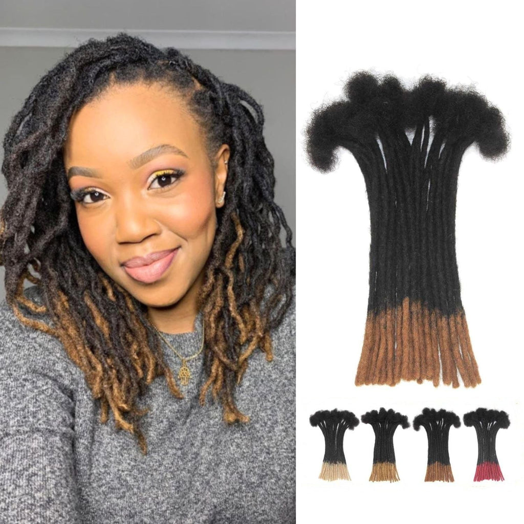 Human Hair Ombre Loc Extensions 12 Inch 30 Strands Brown Ends