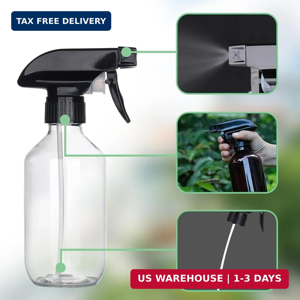 10oz Refillable Plastic Spray Bottles Set for Cleaning, Gardening & DIY