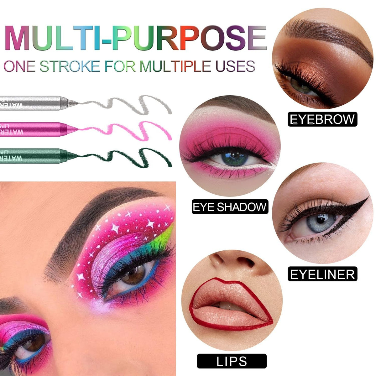 15 Color Waterproof Gel Eyeliner Pencil Set - Matte, Shimmer, Metallic Make-up